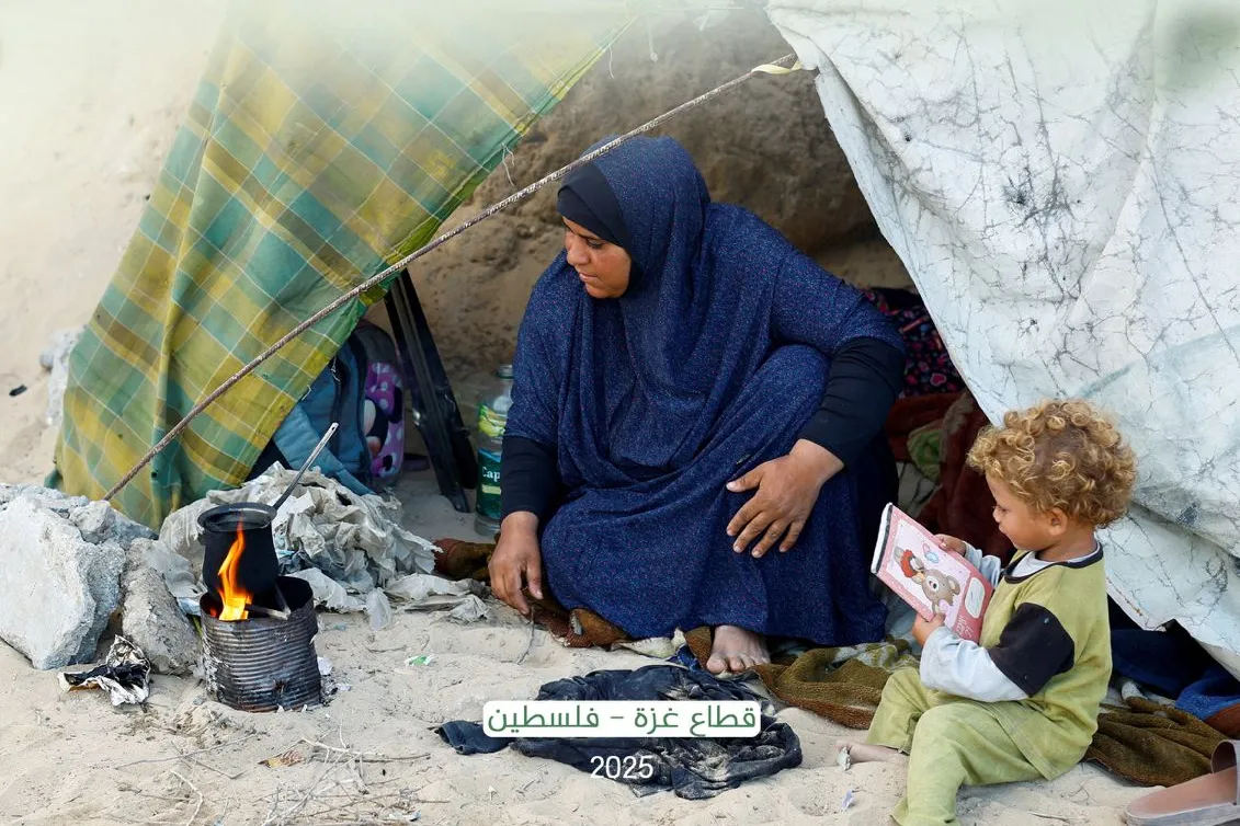 مشروع خيام تؤي النازحين في قطاع غزة في الشتاء البارد القارس