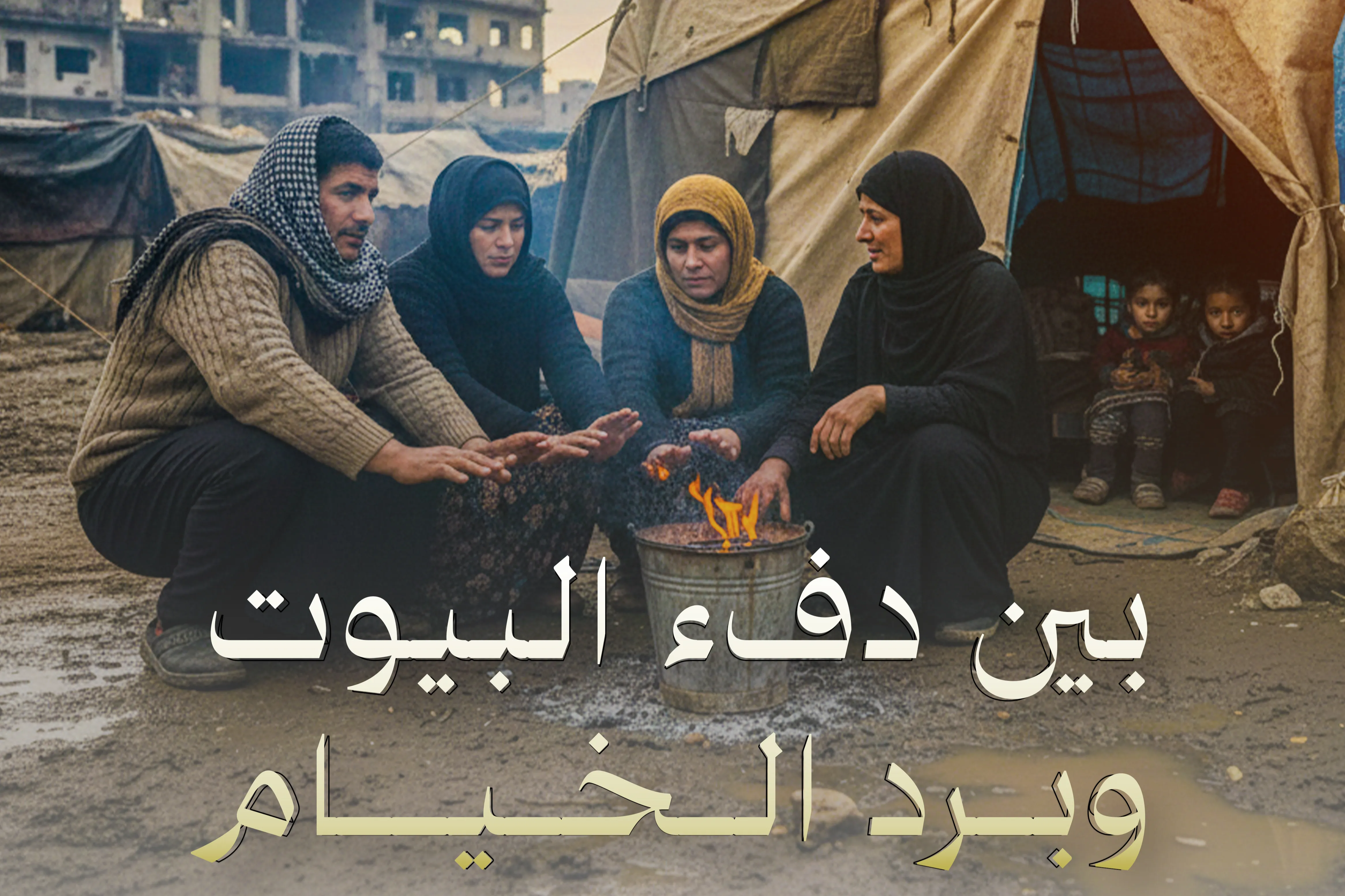 مشروع خيام تؤي النازحين في قطاع غزة في الشتاء البارد القارس