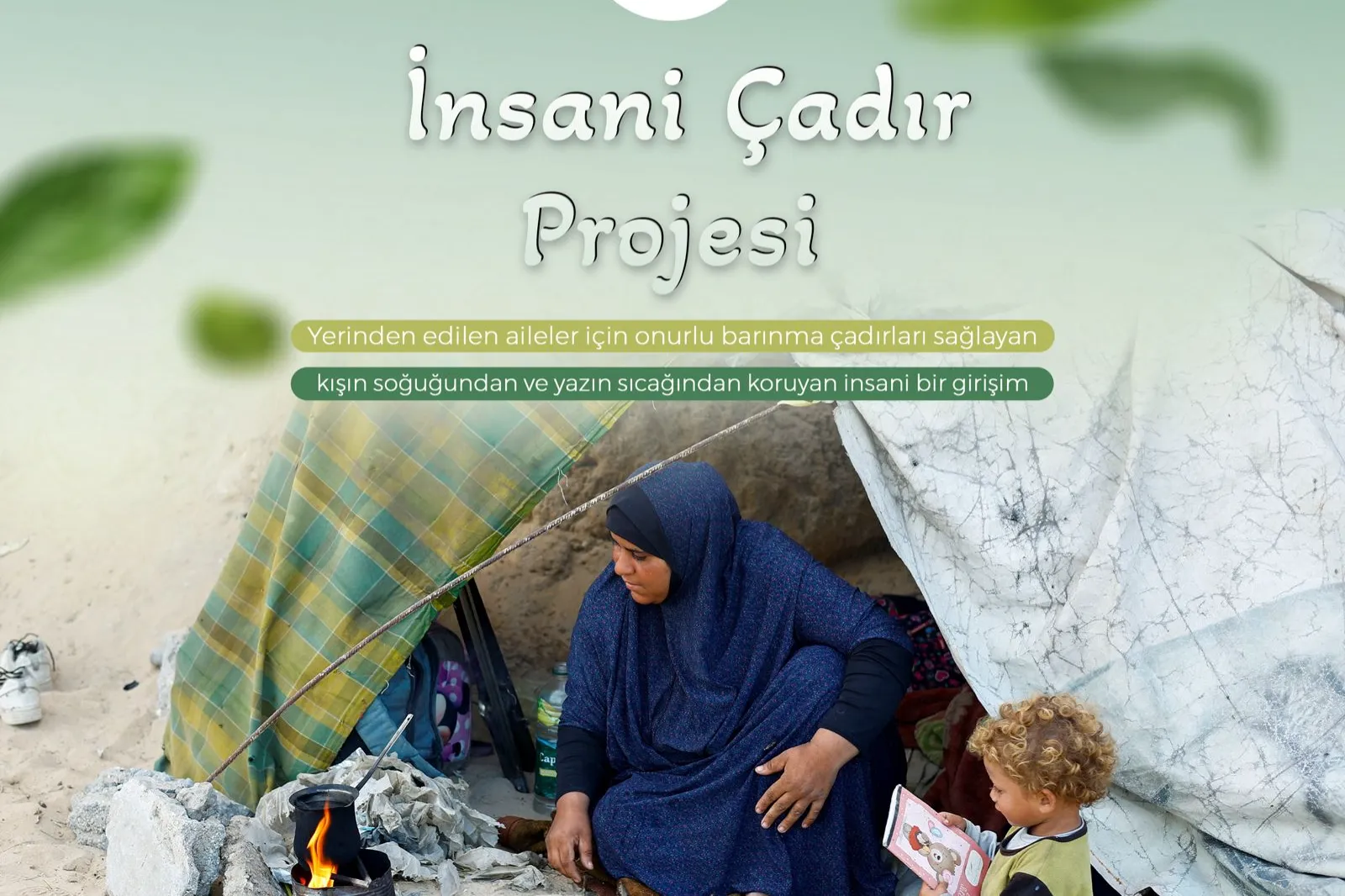 مشروع خيام تؤي النازحين في قطاع غزة في الشتاء البارد القارس